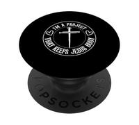 Soy un Proyecto Que Mantiene a Jesús Ocupado Humor Cristiano Divertido PopSockets PopGrip Adhesivo