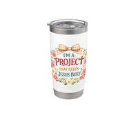 Soy un proyecto que mantiene a Jesús ocupado Humor cristiano divertido Vaso térmico de acero inoxidable de doble pared