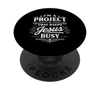 Soy un Proyecto Que Mantiene a Jesús Ocupado Religión Cristiana Divertida PopSockets PopGrip Adhesivo
