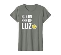 Soy un Ser de Luz Español Humanidad Empatía Paz Camiseta, Mujer, Verde Militar Jaspeado, S