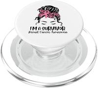Soy un sobreviviente Concientización sobre el cáncer de mama Guerrero desordenado PopSockets PopGrip para MagSafe