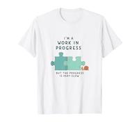 Soy un Trabajo en Progreso Crecimiento Lento Motivacional Camiseta, Hombre, Blanco, L
