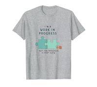 Soy un Trabajo en Progreso Crecimiento Lento Motivacional Camiseta, Hombre, Gris Jaspeado, 3XL