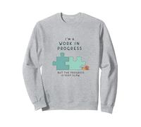 Soy un Trabajo en Progreso Crecimiento Lento Motivacional Sudadera, Unisex para Adultos, Gris Jaspeado, XL