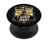Soy un Vegano Social Evito Conocer a un Gato Antisocial Sarcástico PopSockets PopGrip Adhesivo