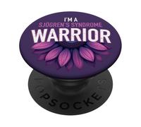 Soy una Flor de Conciencia púrpura del Guerrero del síndrome de Sjögren PopSockets PopGrip Adhesivo