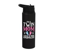 Soy una madre gemela ¿Cuál es tu superpoderosa mamá gemela Stainless Steel Insulated Water Bottle
