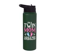 Soy una madre gemela ¿Cuál es tu superpoderosa mamá gemela Stainless Steel Insulated Water Bottle