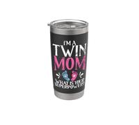 Soy una madre gemela ¿Cuál es tu superpoderosa mamá gemela Vaso térmico de acero inoxidable de doble pared