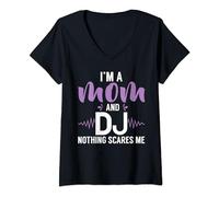 Soy una mamá y un DJ nada me asusta DJ Mamá Camiseta Cuello V