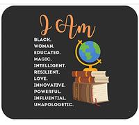 Soy Una Mujer Negra Educada, Melanina, Mes De La Historia Negra Alfombrilla De Escritorio Bordes Cosidos Mousepad Lavable Alfombrilla De Ratón para Pc Ordenador Hogar 25X30Cm