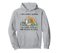 Soy una Mujer Sencilla Amo a los Gatos y Creo en Jesús Sudadera con Capucha
