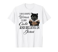 Soy una Mujer Sencilla Me Gustan los Gatos y Creo en Jesús Camiseta