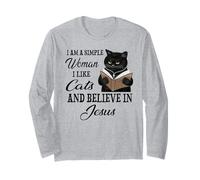 Soy una Mujer Sencilla Me Gustan los Gatos y Creo en Jesús Manga Larga