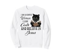 Soy una Mujer Sencilla Me Gustan los Gatos y Creo en Jesús Sudadera