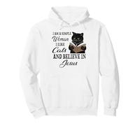 Soy una Mujer Sencilla Me Gustan los Gatos y Creo en Jesús Sudadera con Capucha