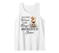 Soy una Mujer Sencilla Me Gustan los Perros y Creo en Jesús Camiseta sin Mangas