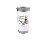 Soy una mujer sencilla Me gustan los perros y creo en Jesús Vaso térmico de acero inoxidable de doble pared