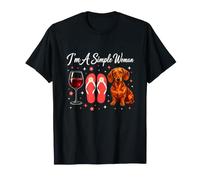 Soy una Mujer Simple Dachshund Mamá Cata de vinos de Verano Camiseta
