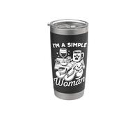 Soy una mujer simple - Divertido perro lindo amante de la playa del vino Vaso térmico de acero inoxidable de doble pared