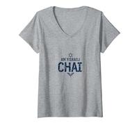 Soy Yisrael Chai IDF Apoyo Regalo del Orgullo Judío Camiseta Cuello V, Mujer, Gris Jaspeado, L
