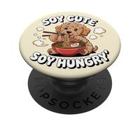 Soya Cute Soy Hungry Kawaii Ramen Cockapoo Dog Noodles Pun PopSockets PopGrip Adhesivo