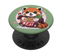 Soya Cute Soy Hungry Kawaii Ramen Rojo Panda Fideos Juego de palabras PopSockets PopGrip Adhesivo