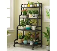 SOYALS Estante para Flores,Estante para macetas de 4 Niveles,Estante Impermeable para macetas de Interior y Exterior,Organizador de Almacenamiento,con Ruedas bloqueables (Size : 80x50x140cm)