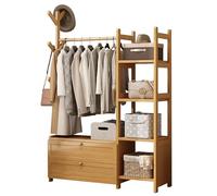 SOYDAN Bamboo Garment Rack with Shelves,Portable Closet with Doors, Clothes Horse Indoor for Cloakrooms, Shops, Dormitories, Bedrooms(Natural,100 * 30 * 158cm)