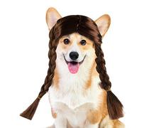 SOYDAN Disfraz de peluca para perro, peluca de gato de doble trenza larga, divertidos disfraces para perros pequeños, medianos y grandes, falso de perro para Halloween, Navidad, fiestas,