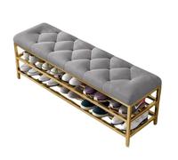 SOYDAN Entryway Storage Bench,End of Bed Bench with Steel Legs, 2 Tier Shoe Rack with Upholstered Bench, for Hallway, Bedroom, Living Room, Dining Room(Grey,80 * 35 * 46cm)