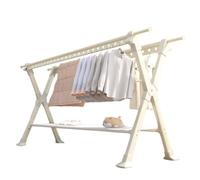 SOYDAN Foldable Clothes Horse Indoor Outdoor, Retractable Clothes Airer,Space Aluminium Drying Rack For Laundry,Bathroom,Balcony,White((150-253)*90 * 135cm)