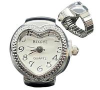 SOYDAN Reloj de dedo para mujer | Reloj de anillo redondo con forma de corazón, banda elástica y analógica para hombre, fiesta, , 1