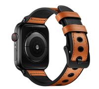 Soyeacrg Compatible con Apple Watch Band de 49 mm, 45 mm, 44 mm, 42 mm, 41 mm, 40 mm, 38 mm, correa de repuesto híbrida de goma de cuero genuino para iWatch Series SE 9, 8, 7, 6, 5, 4, 3, 2, 1, Ultra