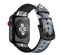 Soyeacrg Compatible con Apple Watch Band de 49 mm, 45 mm, 44 mm, 42 mm, 41 mm, 40 mm, 38 mm, correa híbrida de goma de cuero genuino a prueba de sudor para iWatch Series SE 9 8 7 6 5 4 3 2 1 Ultra 1