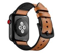 Soyeacrg Compatible con Apple Watch Band de 49 mm, 45 mm, 44 mm, 42 mm, 41 mm, 40 mm, 38 mm, correa híbrida de goma de cuero genuino a prueba de sudor para iWatch Series SE 9 8 7 6 5 4 3 2 1 Ultra 1