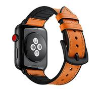 Soyeacrg Compatible con Apple Watch Band de 49 mm, 45 mm, 44 mm, 42 mm, 41 mm, 40 mm, 38 mm, correa híbrida de goma de piel auténtica a prueba de sudor para iWatch Series SE 9 8 7 6 5 4 3 2 1 Ultra 1