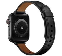 Soyeacrg Compatible con Apple Watch Correa 49 mm 45 mm 44 mm 42 mm 41 mm 40 mm 38 mm, correa delgada y elegante de cuero genuino para iWatch Series 9 8 7 6 5 4 3 2 1 SE Ultra 1 2,Black 3,42/44/45/49mm