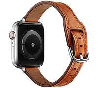 Soyeacrg Compatible con Apple Watch Correa 49 mm 45 mm 44 mm 42 mm 41 mm 40 mm 38 mm, Elegante y Delgada Correa de Cuero Genuino para iWatch Series 9 8 7 6 5 4 3 2 1 SE Ultra 1 2,Brown 2,38/40/41mm