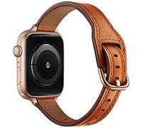 Soyeacrg Compatible con Apple Watch Correa 49 mm 45 mm 44 mm 42 mm 41 mm 40 mm 38 mm, elegante y delgada correa de cuero genuino para iWatch Series 9 8 7 6 5 4 3 2 1 SE Ultra 1 2,Brown 1,42/44/45/49mm
