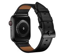 Soyeacrg Compatible con Apple Watch Correa 49mm 45mm 44mm 42mm 41mm 40mm 38mm, correa de cuero genuino de grano superior para iWatch Series 9 8 SE 7 6 5 4 3 2 1 Ultra 2 1,Black,38/40/41mm