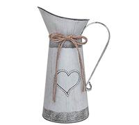 Soyizom Jarra de Leche de Metal Vintage jarro de Jarra de primitivas rústicas con florero diseño en Forma de corazón y Cuerda para la decoración del Banquete de Boda Pit Jarra Gris-Azul