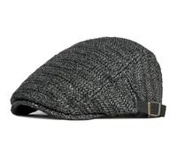 SOYNIA Boinas Sombreros Gorra De Boina Sombrero De Boina De Paja Transpirable Hombre Mujer Gorra Plana Ajustable Sombrero De Artista Vintage Boinas para Hombres Y Mujeres 55-60 Cmnegro Ajustable