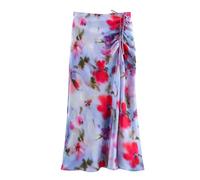 SOYNIA Faldas Mujer Falda Cruzada Lateral Fruncida con Estampado Floral para Mujer Fiestas L Mixedcolor
