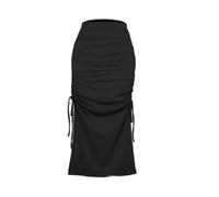 SOYNIA Faldas Mujer Falda Larga para Mujer Falda con Cordón Vendaje Lateral con Cordón De Cintura Alta Faldas De Punto Sexy para Mujer L Negro