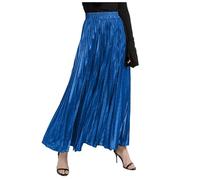 SOYNIA Faldas Mujer Falda Plisada De Mujer con Lentejuelas De Talla Grande Cintura Alta Big Swing Falda De Playa Dorada para Mujer XXL Azul