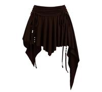 SOYNIA Faldas Mujer Faldas De Moda Cómodas Asimétricas con Volantes De Cintura Alta De Línea A Mini Faldas De Fiesta para Mujer M Marrón