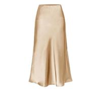 SOYNIA Faldas Mujer Faldas De Satén para Mujer Elegante Cintura Elástica Albaricoque A Línea Faldas De Satén con Abertura Mujer Ropa De Oficina L Champagne