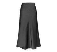 SOYNIA Faldas Mujer Faldas De Satén para Mujer Elegante Cintura Elástica Albaricoque A Línea Faldas De Satén con Abertura Mujer Ropa De Oficina XL Negro