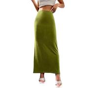 SOYNIA Faldas Mujer Media Falda De Mujer Falda A La Cadera De Mujer Color Puro Y Vestido Tobillero 3XL Verde